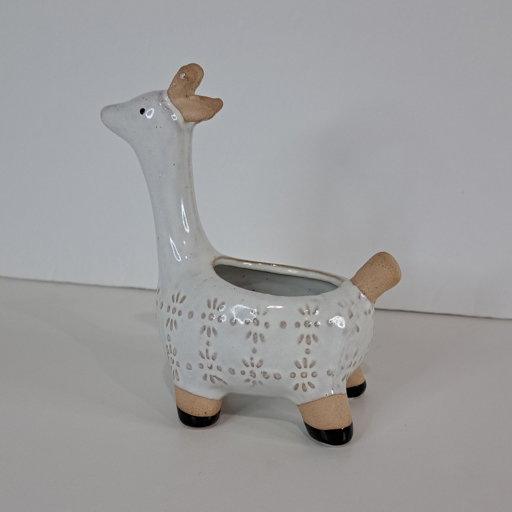 Ceramic White Giraffe Textured Succulent Air Plant Planter Indoor Nursery Decor - Picture 2 of 11